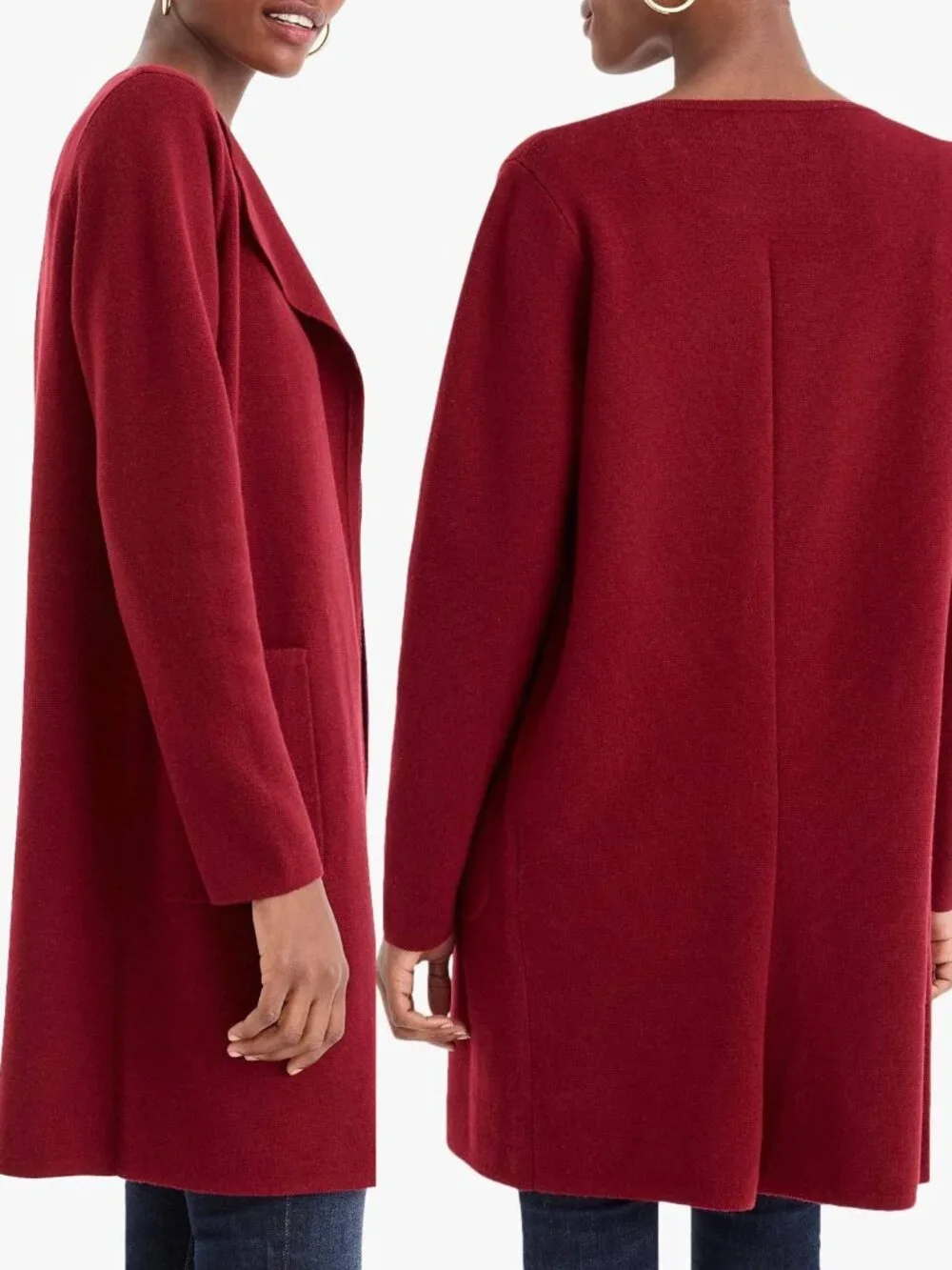 NEW J. Crew 365 Juliette Open-Front Collarless Sweater Blazer in Burgundy S $158